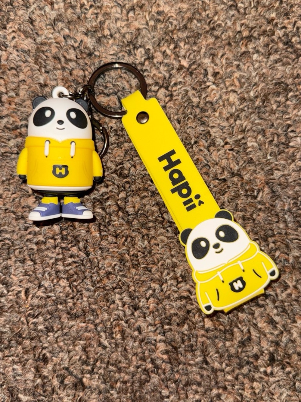Yellow Panda Keychain Plush Charm for Kids
